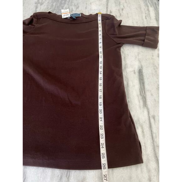 Karen Scott Brown Boatneck Knit Blouse Top Short Sleeve Woman Size Small NWT - Picture 10 of 10